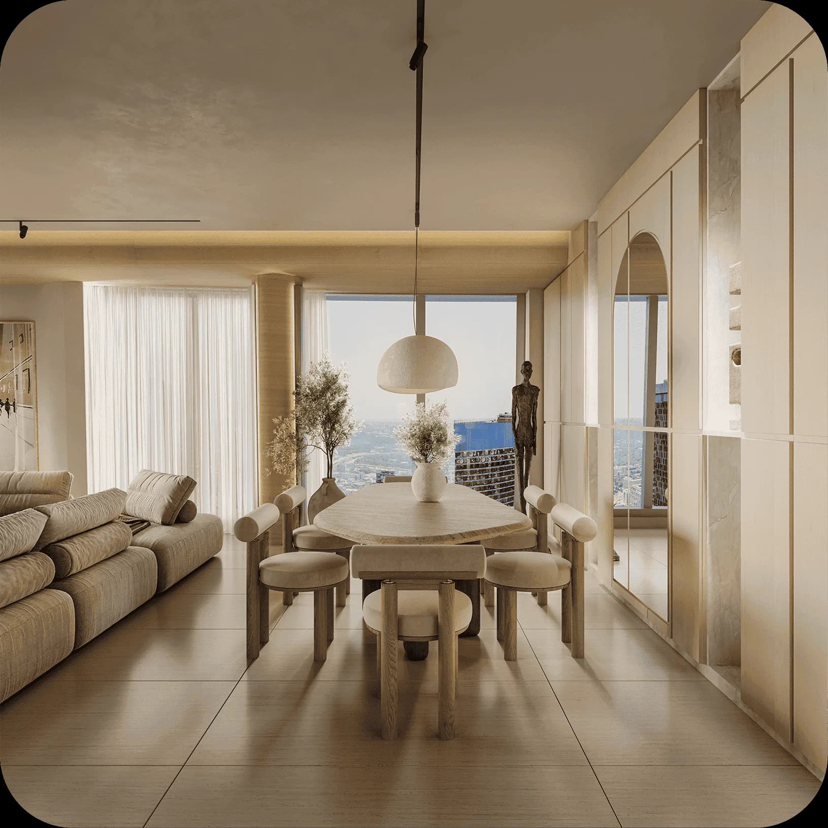 Apartment in Damac Heights interior design project by Eng. Ahmad Almobayed