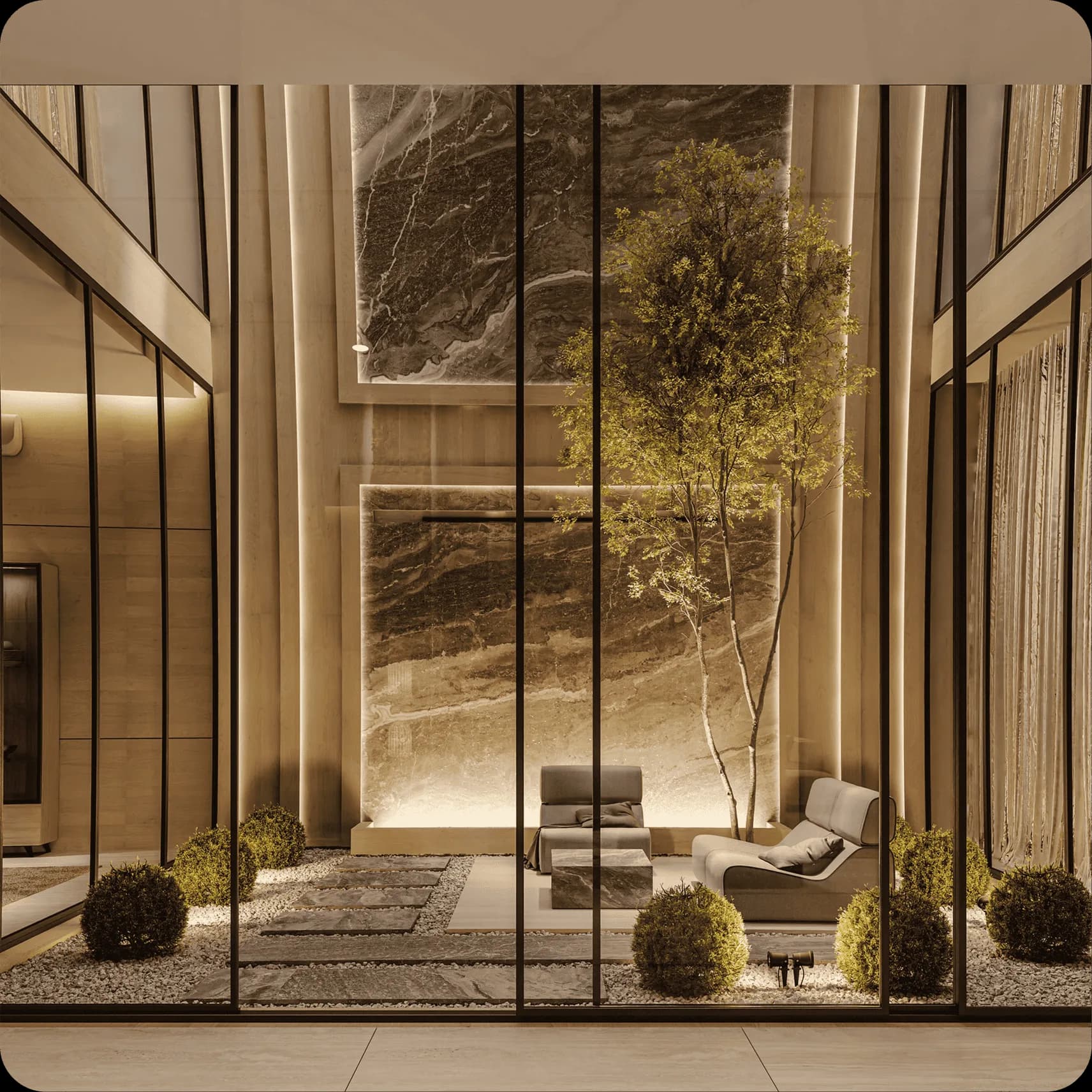 Open Hall with Garden interior design project by Eng. Ahmad Almobayed
